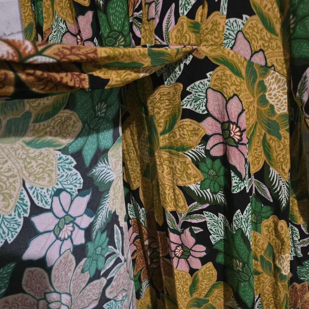 EUC Farm Rio Long Sleeve Maxi Dress Black Garden Floral Size XL - Picture 11 of 14